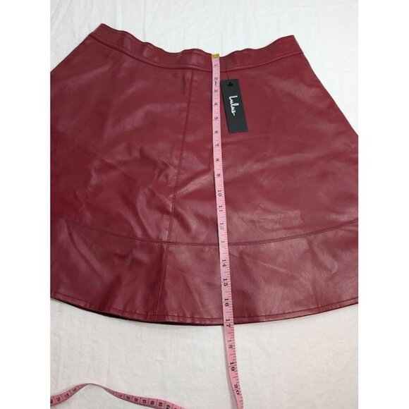 Lulus red pleather flare mini skirt women's sz large new with tags 30" waist B3 - Picture 9 of 9